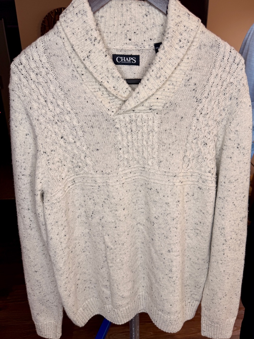 Chaps Men's Speckled Cream Turtleneck Sweater